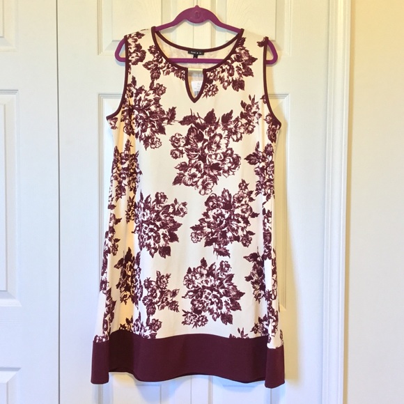 Sami & Jo Dresses & Skirts - Wine and Cream Flower Print Tank Dress NWT XL